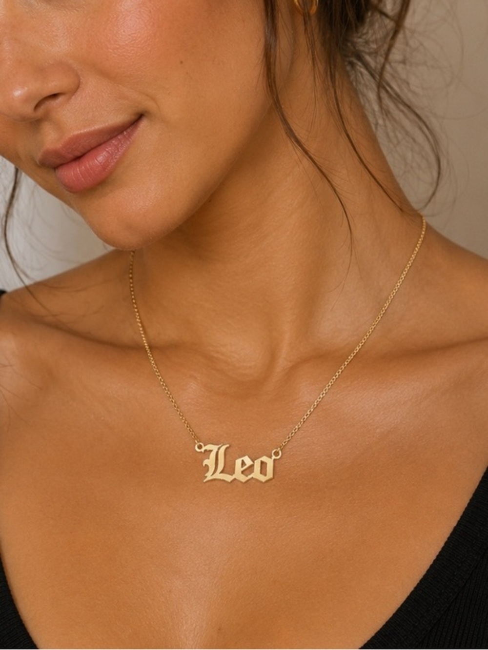 New 14K Gold Leo Name Necklace with 16” inches chain